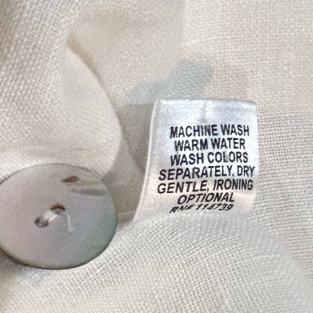 FLAX Button Down 100% Linen Blouse w/Two Front Pockets and Pearl Buttons Size L - Picture 7 of 11
